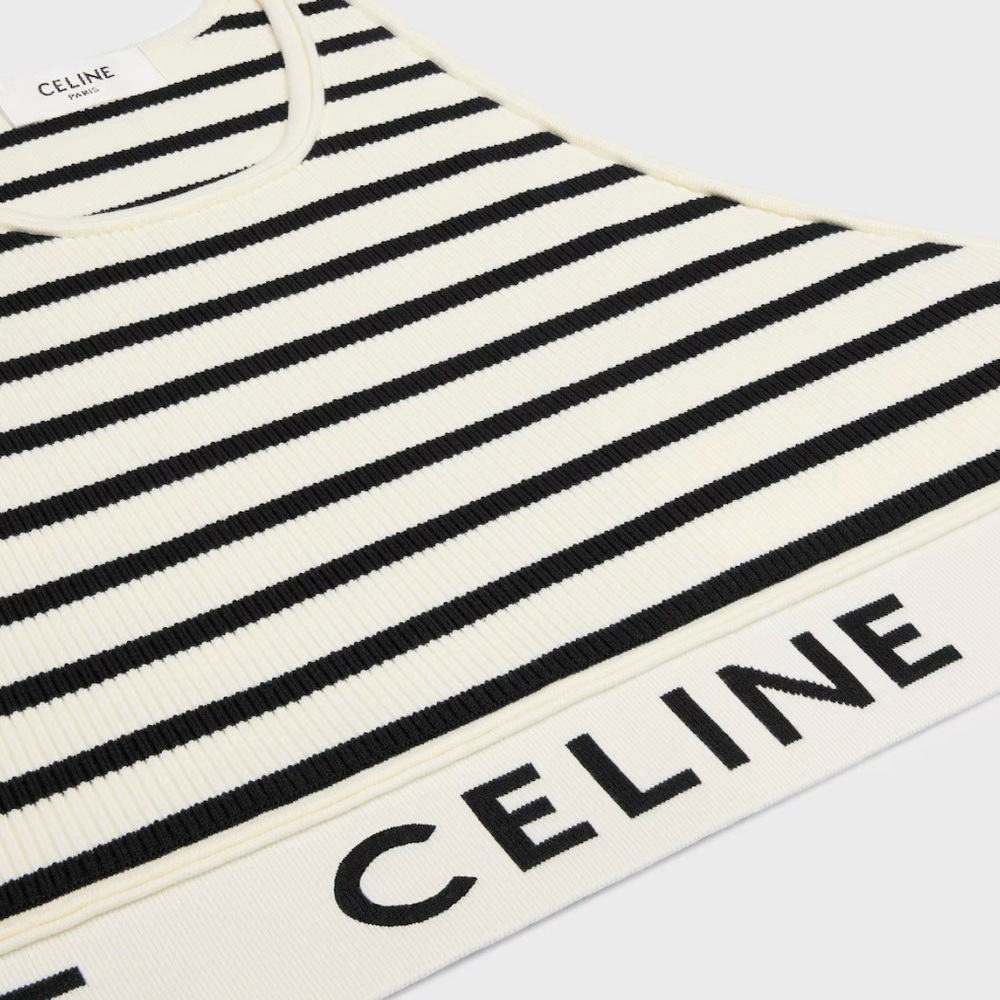 CELINE logo striped sports bra cropped tank top - Picture 3 of 4